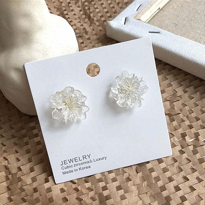 Transparent flower earrings SHIER retro earrings niche earrings