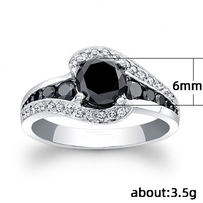 Women's ring with black zircon