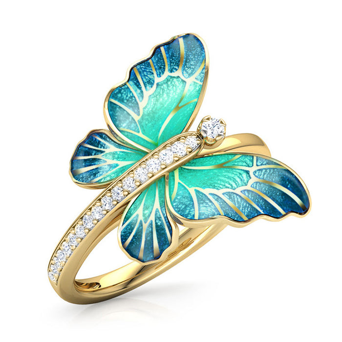 Anillo de alas de mariposa con apertura ajustable