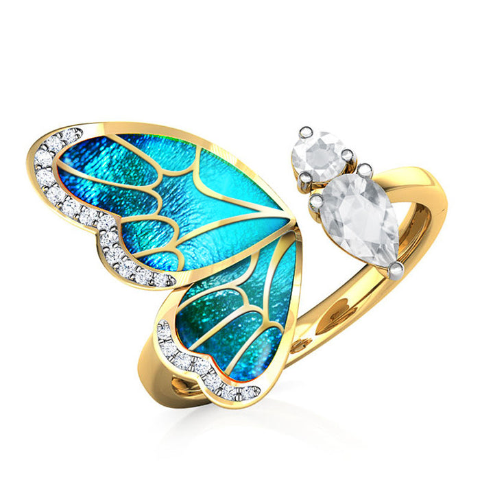 Anillo de alas de mariposa con apertura ajustable