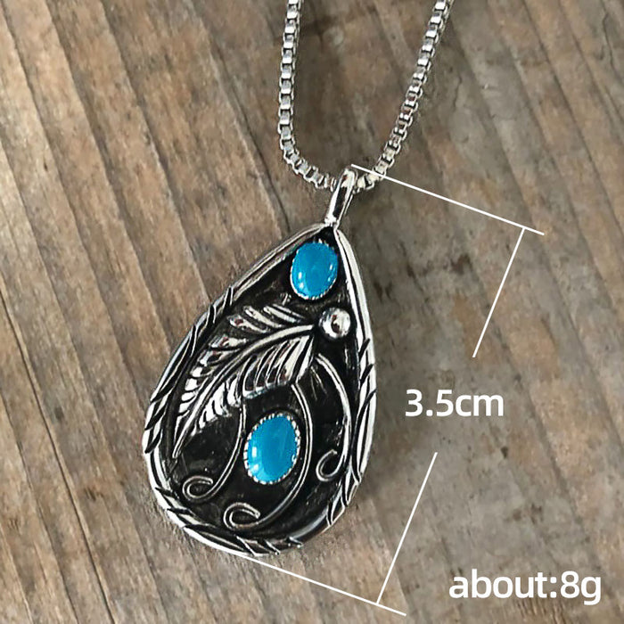 Vintage Turquoise Drop Pendant Women's Necklace