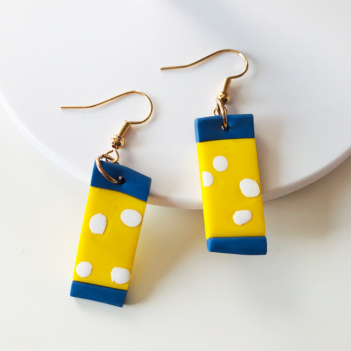 Handcrafted Geometric Floral Polka Dot Clay Earrings - Trendy Student Fashion, Factory Direct