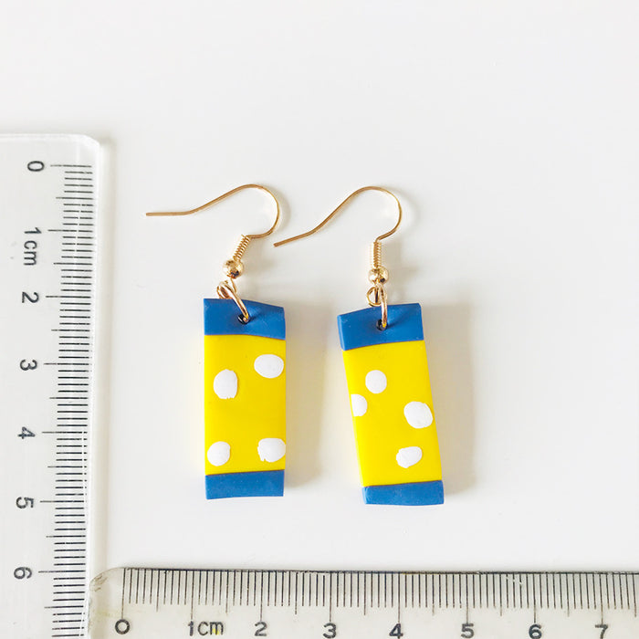 Handcrafted Geometric Floral Polka Dot Clay Earrings - Trendy Student Fashion, Factory Direct