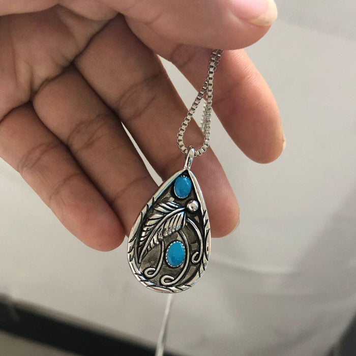 Vintage Turquoise Drop Pendant Women's Necklace