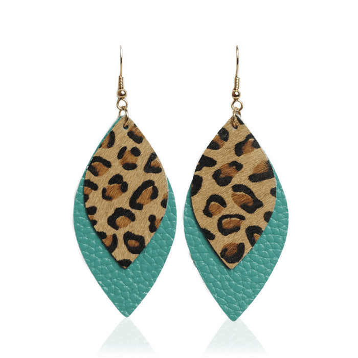 Bohemian Leather Fur Earrings - Beaded Leaf Design for Fashionable Look