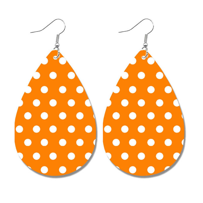 Halloween Pumpkin Polka Dot Cat Earrings - Cute Waterdrop Leather Earrings