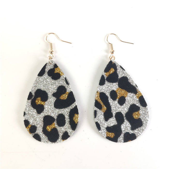 Gradient Tie-Dye Leather Earrings - Waterdrop Leopard Print Rainbow Jewelry