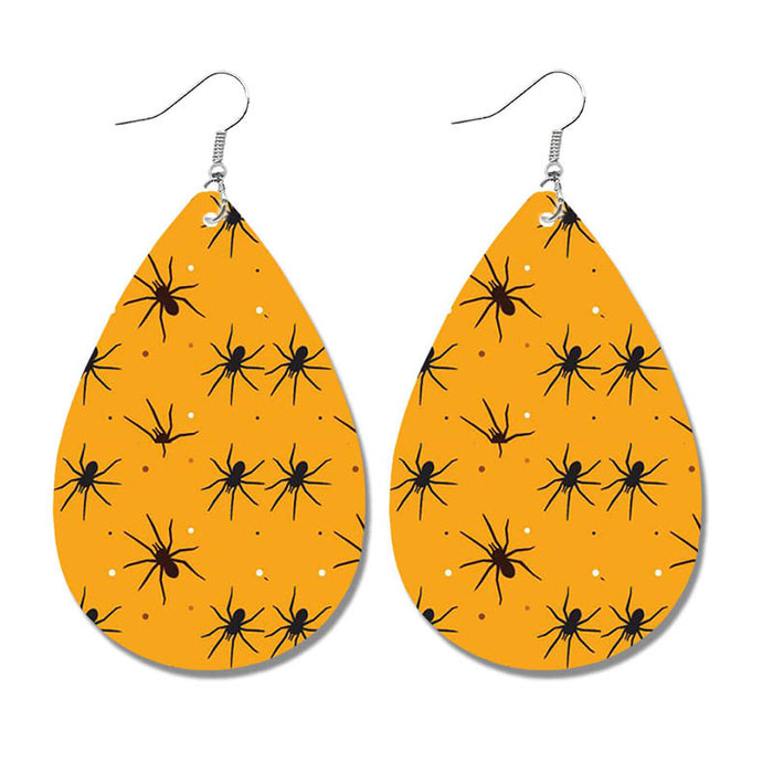 Halloween Pumpkin Polka Dot Cat Earrings - Cute Waterdrop Leather Earrings