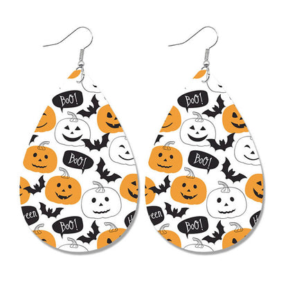 Creative Halloween Earrings with Spider, Pumpkin, and Bat Teardrop Design