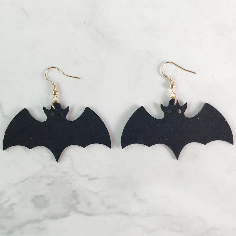 Original Halloween Pumpkin and Bat Earrings with Velvet Design - wallojewerly 