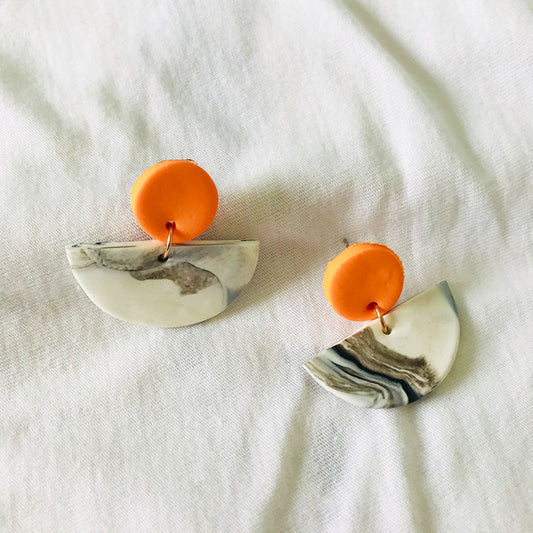 Halloween Handmade Pumpkin Clay Earrings - Cute and Simple Studs