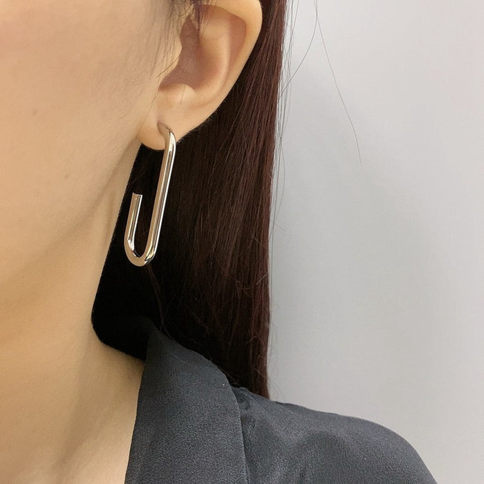 Korean geometric ear hooks, high-end cool style simple temperament earrings