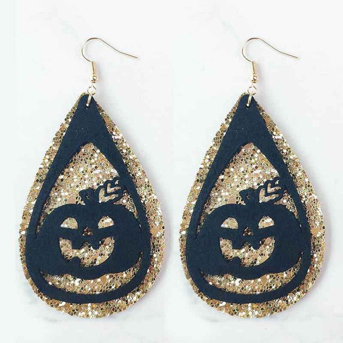 Original Halloween Pumpkin, Witch, and Cat Earrings with Velvet Design