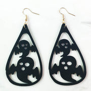 Original Halloween Pumpkin, Witch, and Cat Earrings with Velvet Design - wallojewerly 