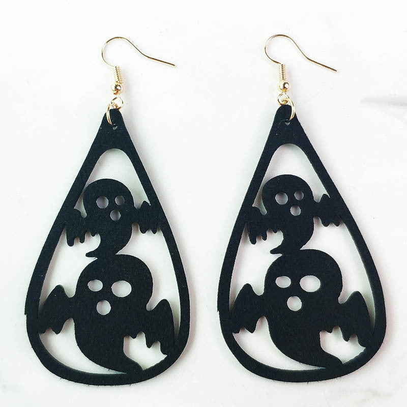 Original Halloween Pumpkin, Witch, and Cat Earrings with Velvet Design - wallojewerly 