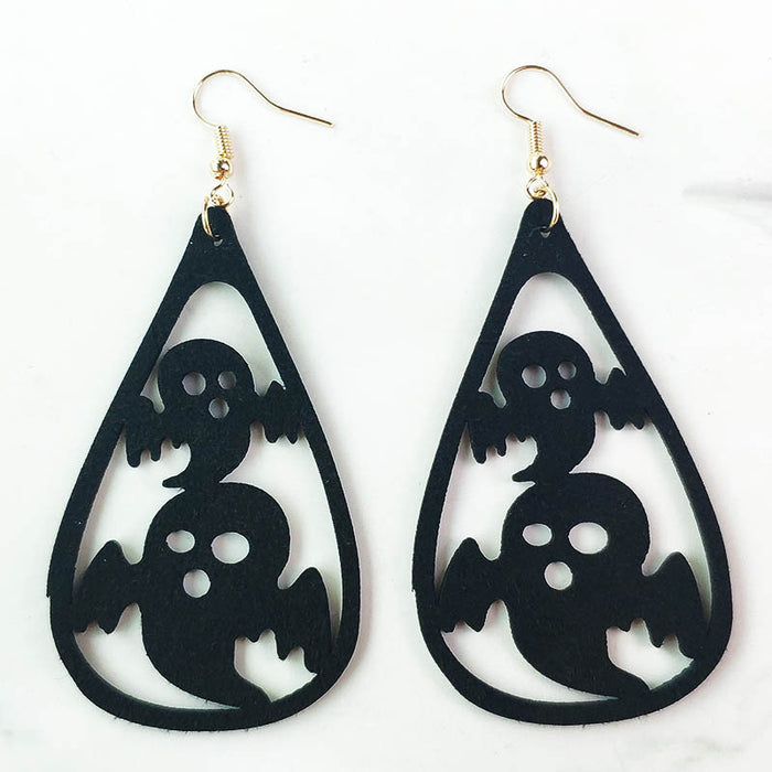 Original Halloween Pumpkin, Witch, and Cat Earrings with Velvet Design