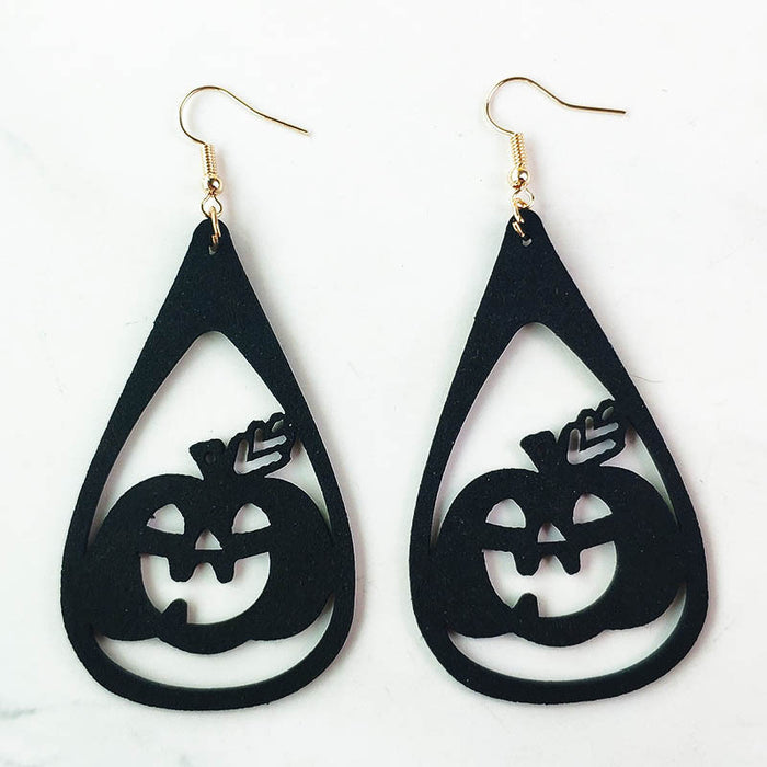 Original Halloween Pumpkin, Witch, and Cat Earrings with Velvet Design