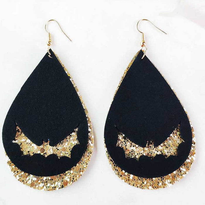 Original Halloween Bat Earrings with Velvet Silhouette Design