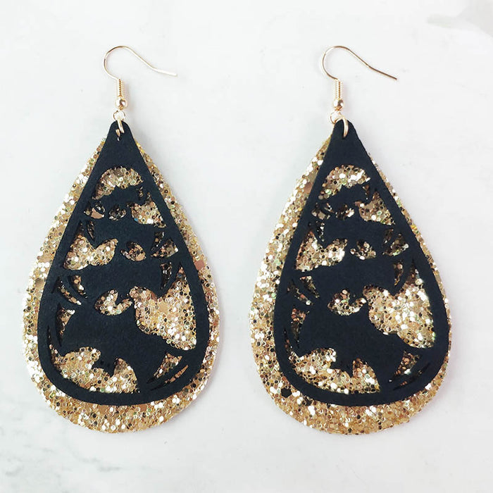 Original Halloween Bat Earrings with Velvet Silhouette Design