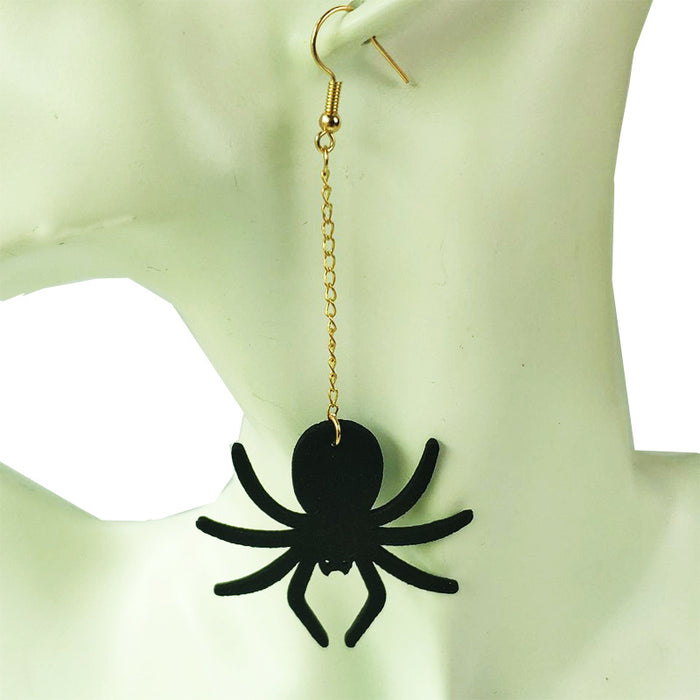 Original Halloween Skull and Spider Earrings with Velvet Bat and Pumpkin Design