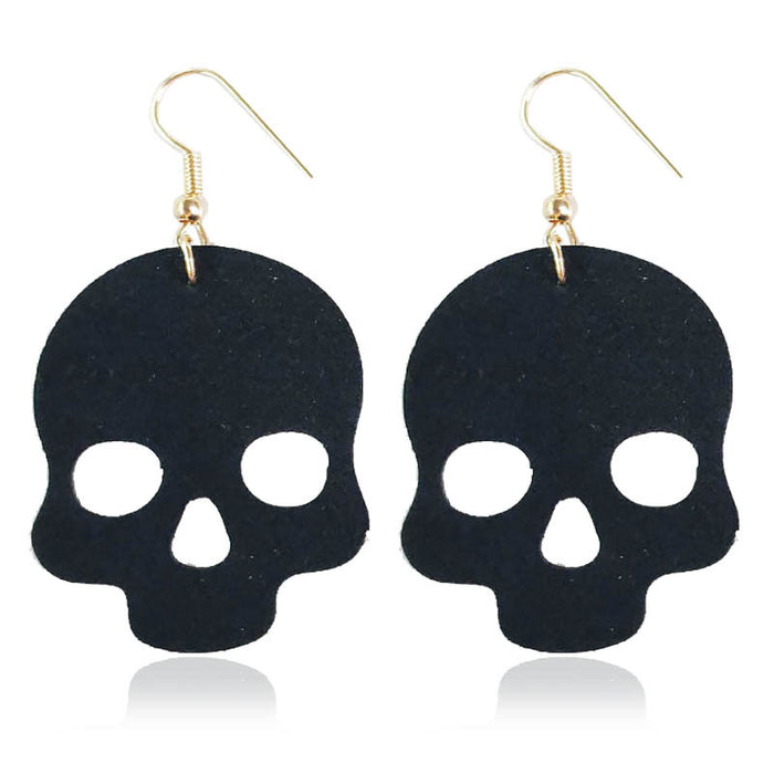 Original Halloween Skull and Spider Earrings with Velvet Bat and Pumpkin Design