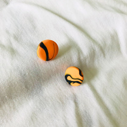 Halloween Handmade Pumpkin Clay Earrings - Cute and Simple Studs