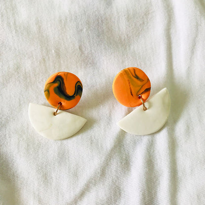 Halloween Handmade Pumpkin Clay Earrings - Cute and Simple Studs