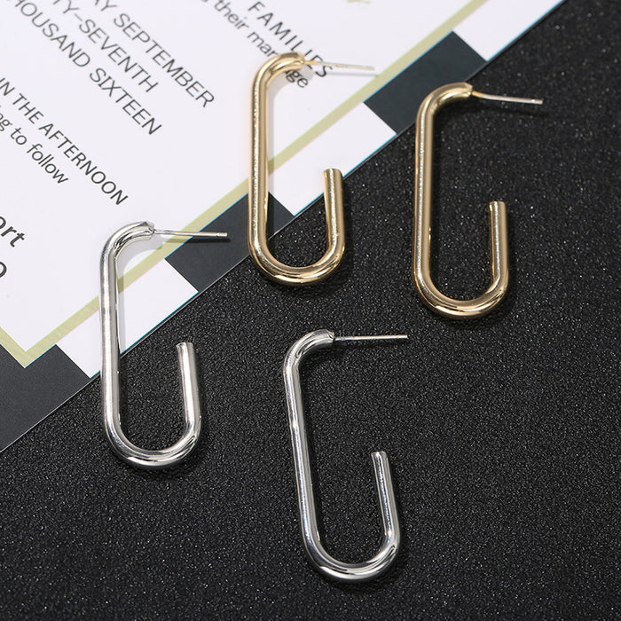 Korean geometric ear hooks, high-end cool style simple temperament earrings