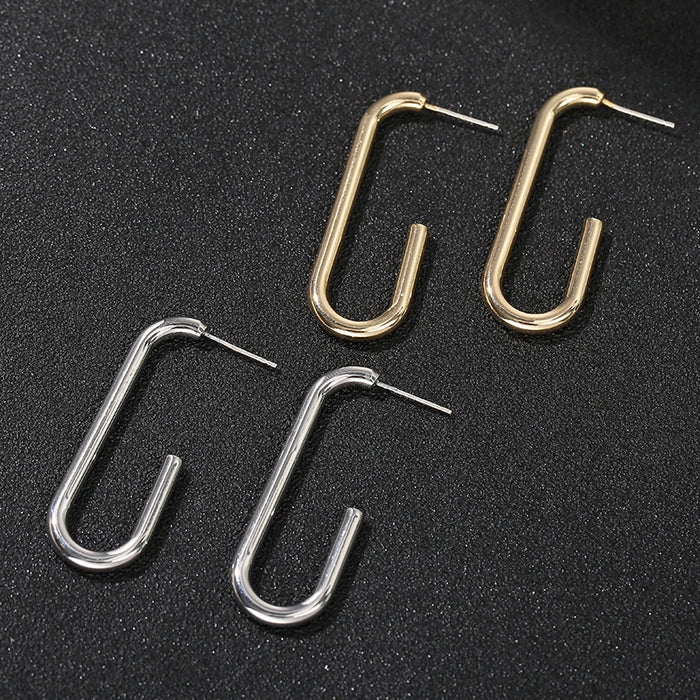 Korean geometric ear hooks, high-end cool style simple temperament earrings