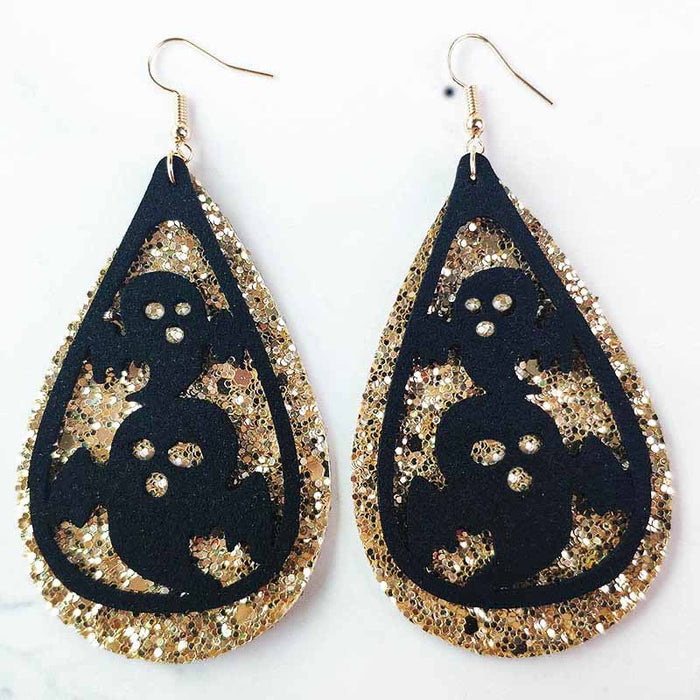 Original Halloween Pumpkin, Witch, and Cat Earrings with Velvet Design