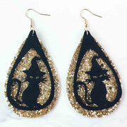 Original Halloween Pumpkin, Witch, and Cat Earrings with Velvet Design - wallojewerly 