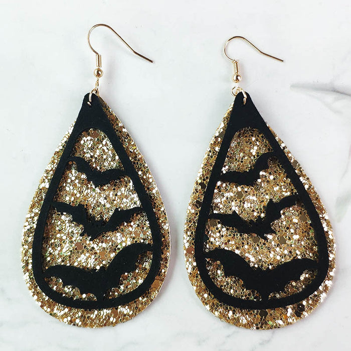 Halloween Cat and Spider Web Earrings with Velvet Witch Hat Design