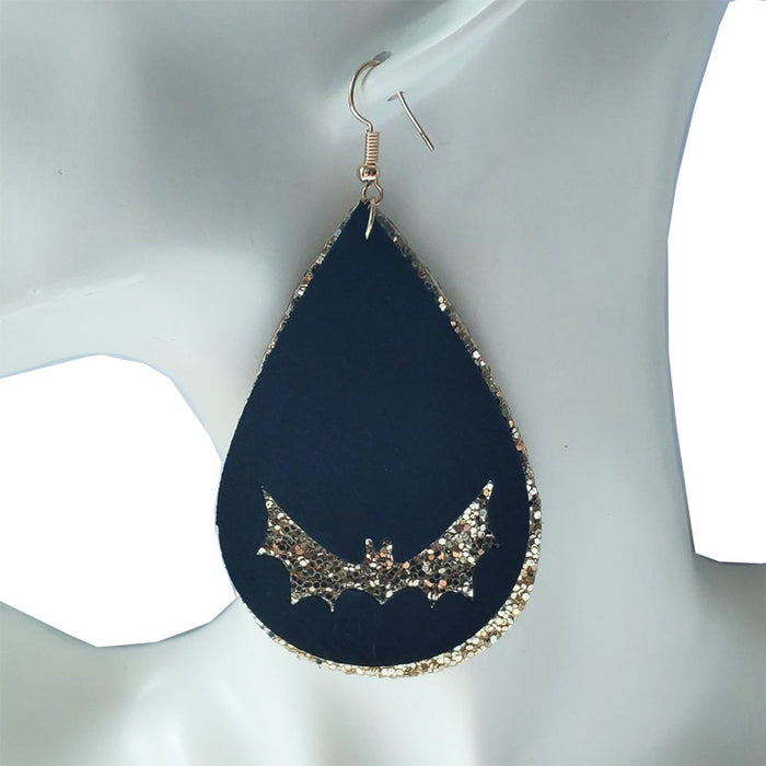 Original Halloween Bat Earrings with Velvet Silhouette Design