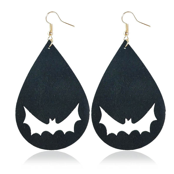 Original Halloween Bat Earrings with Velvet Silhouette Design