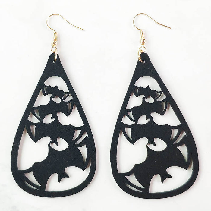 Original Halloween Bat Earrings with Velvet Silhouette Design