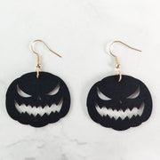 Original Halloween Pumpkin and Bat Earrings with Velvet Design - wallojewerly 