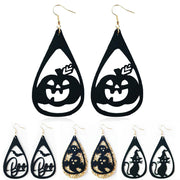 Original Halloween Pumpkin, Witch, and Cat Earrings with Velvet Design - wallojewerly 