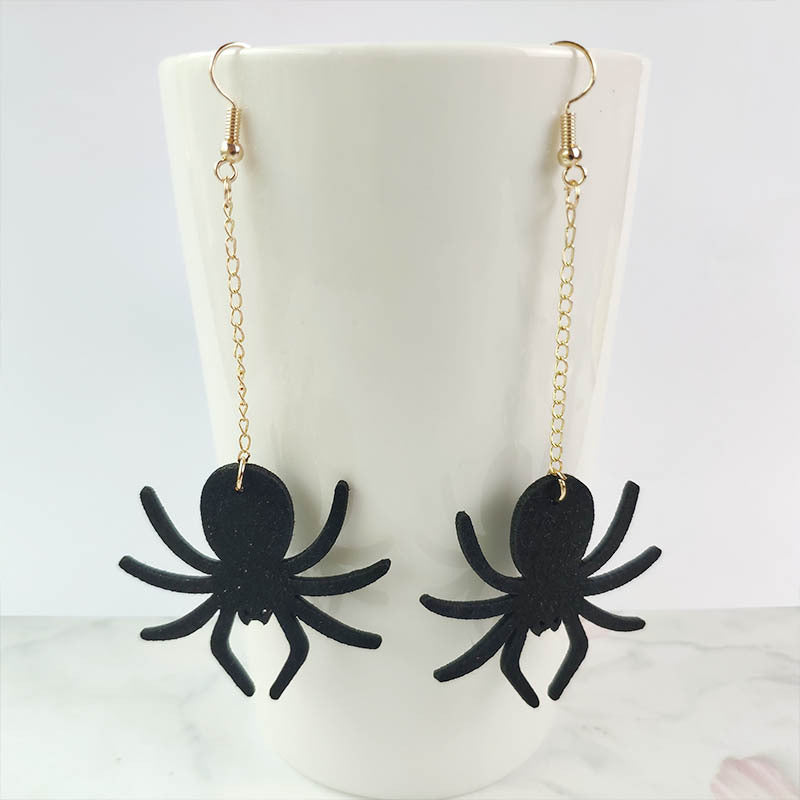 Original Halloween Pumpkin and Bat Earrings with Velvet Design - wallojewerly 