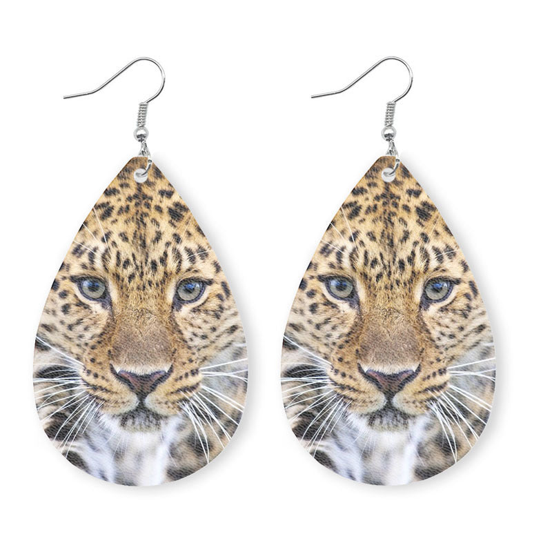 Original Tiger and Leopard Leather Earrings with Fun and Cute Design - wallojewerly 