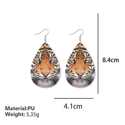 Original Tiger and Leopard Leather Earrings with Fun and Cute Design