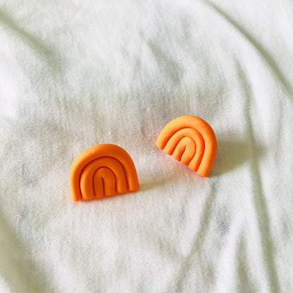 Halloween Handmade Pumpkin Clay Earrings - Cute and Simple Studs