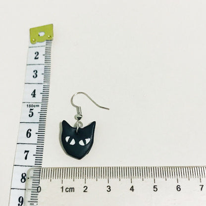 Halloween Ghost Cat Eye Moon Clay Earrings - Spooky Student Style,  Trend