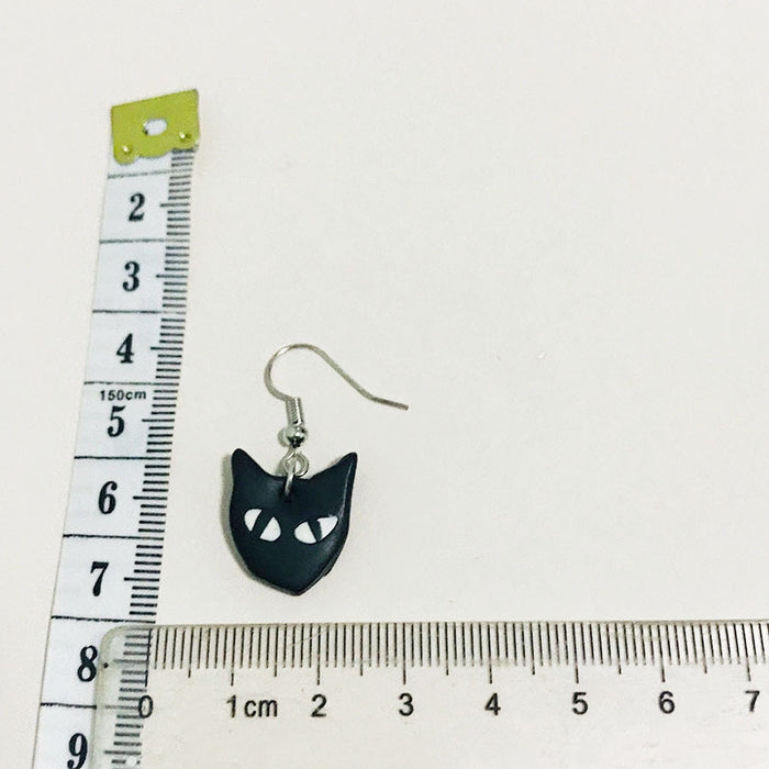 Halloween Ghost Cat Eye Moon Clay Earrings - Spooky Student Style,  Trend