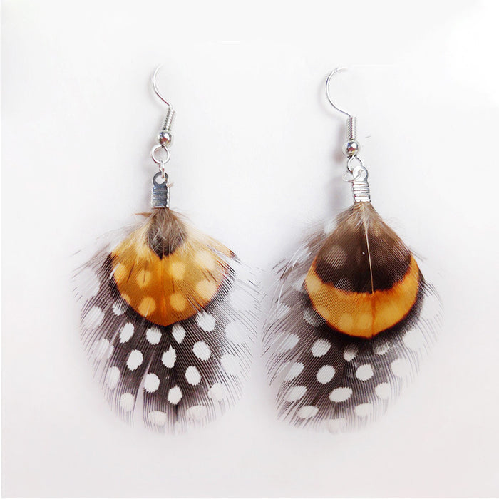 2020 New Spotted Double Layer Feather Earrings for Wholesale