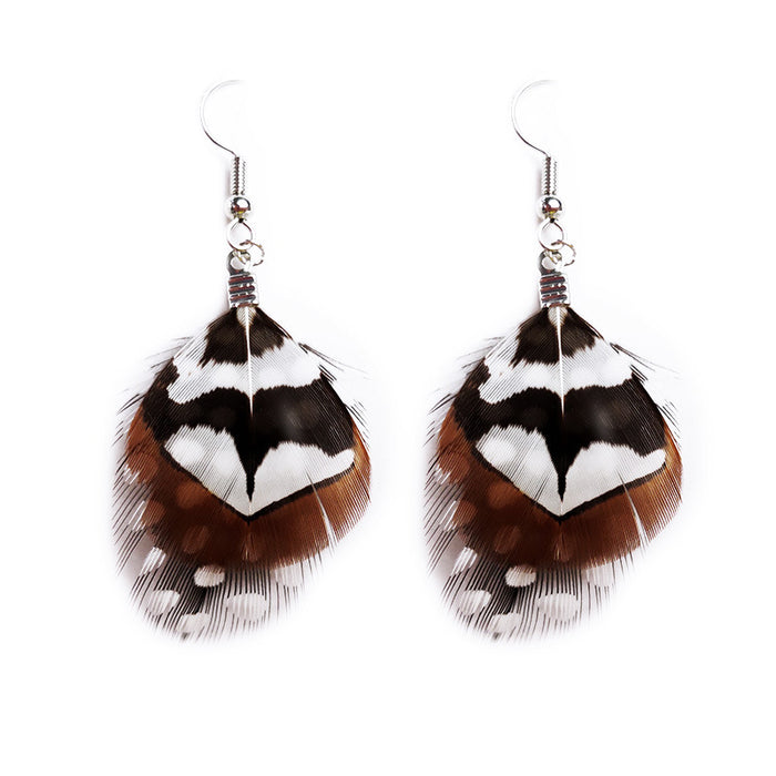 2020 New Spotted Double Layer Feather Earrings for Wholesale