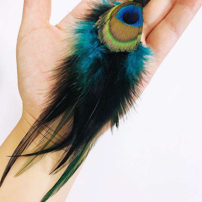 Creative Bohemian Vintage Peacock Feather Earrings with Ethnic Beads Design