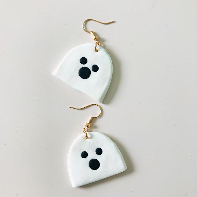 Spooky Halloween Ghost Clay Earrings - Fun and Unique Student Accessories