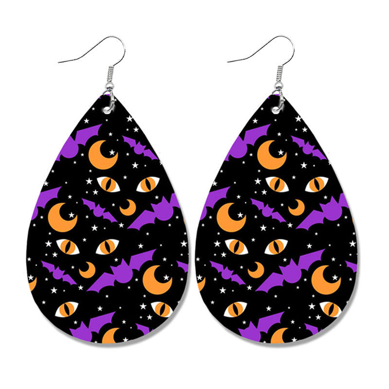 Creative Halloween Earrings with Spider, Pumpkin, and Bat Teardrop Design - wallojewerly 