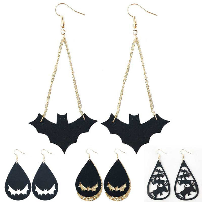 Original Halloween Bat Earrings with Velvet Silhouette Design