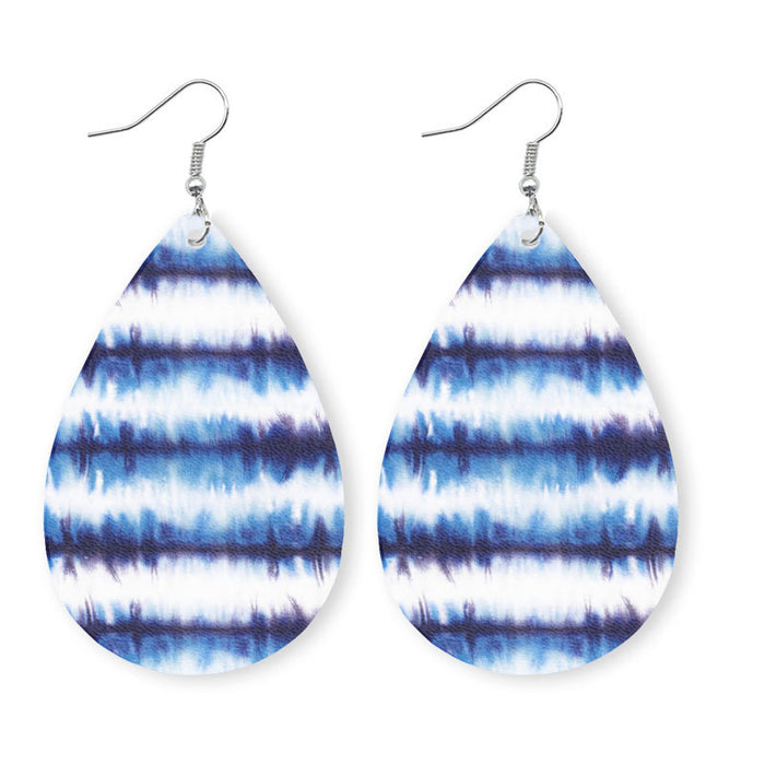 Original Porcelain Tie-Dye Leather Earrings with Artistic Ethnic Style